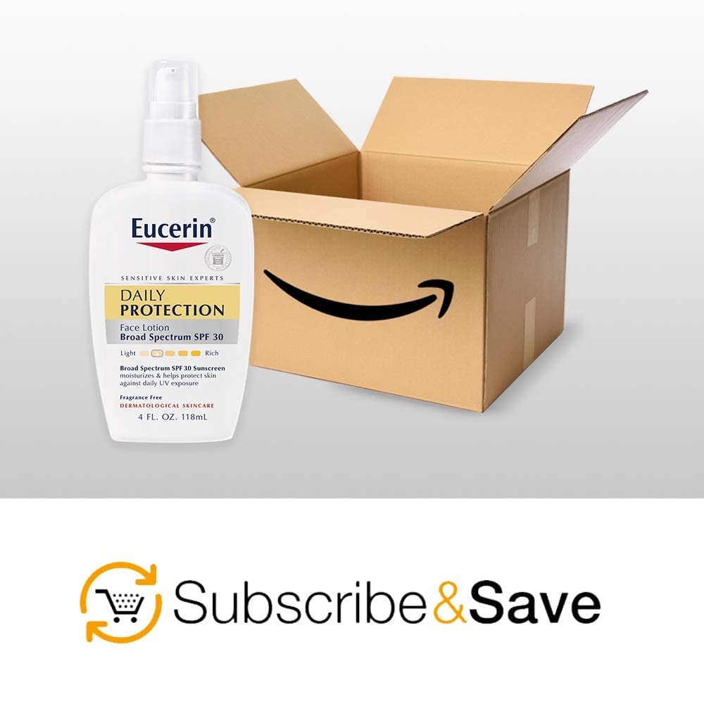 Eucerin Daily Protection Face Lotion - Broad Spectrum SPF 30 - Moisturizes and Protects Sensitive, Dry Skin - 4 fl. oz. Pump Bottle, Packaging May Vary