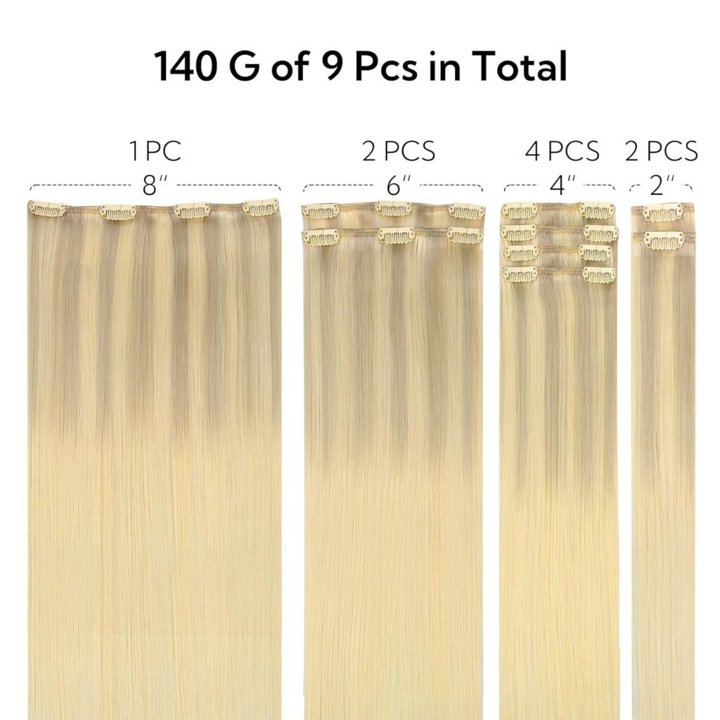 HOTBANANA Human Hair Clip in Hair Extensions, Balayage Chocolate Brown Mixed Caramel Blonde 120g Clip in Hair Extensions Real Human Hair Straight Remy Hair Clip Ins Dark Roots Ombre 18 Inch 7pcs