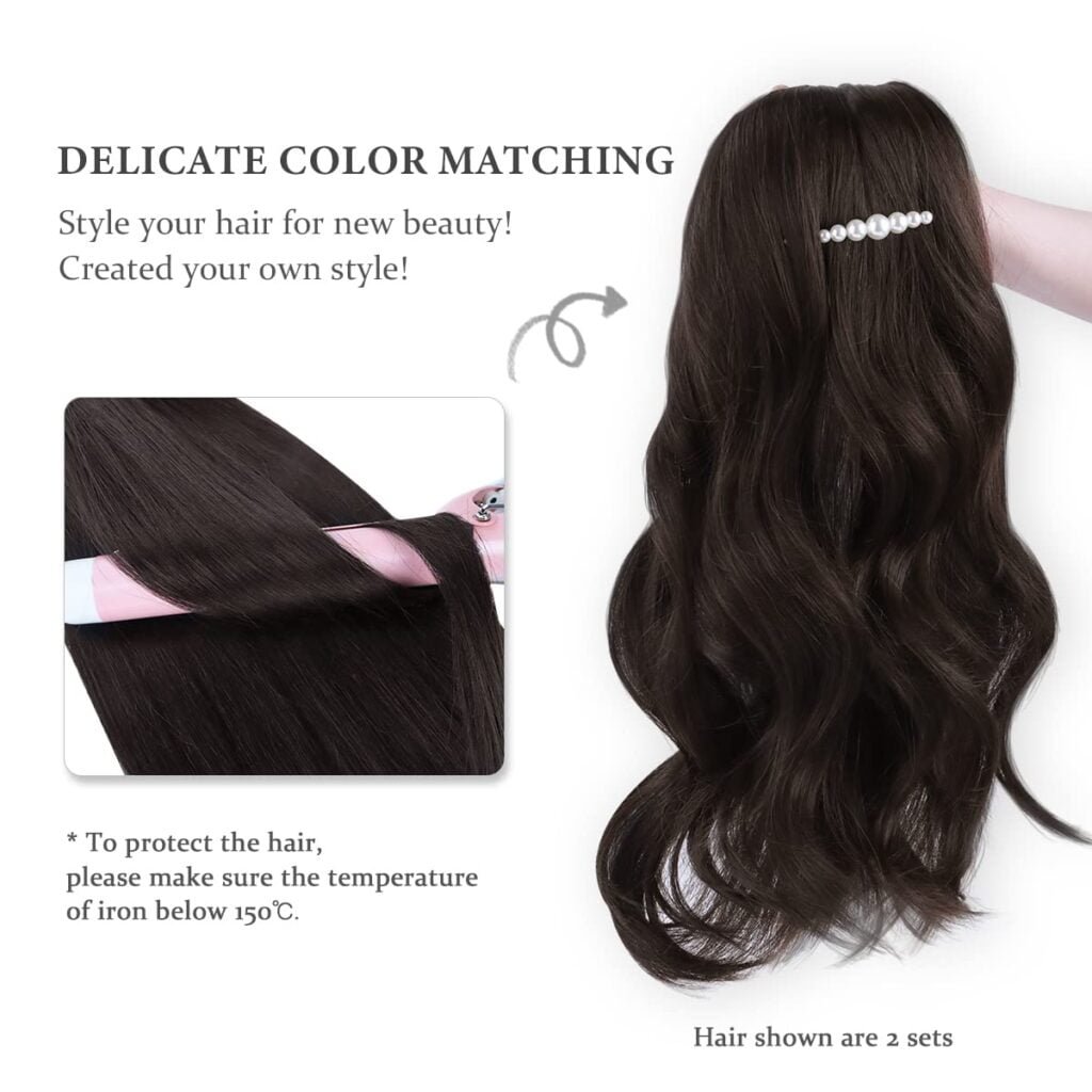 HOTBANANA Human Hair Clip in Hair Extensions, Balayage Chocolate Brown Mixed Caramel Blonde 120g Clip in Hair Extensions Real Human Hair Straight Remy Hair Clip Ins Dark Roots Ombre 18 Inch 7pcs