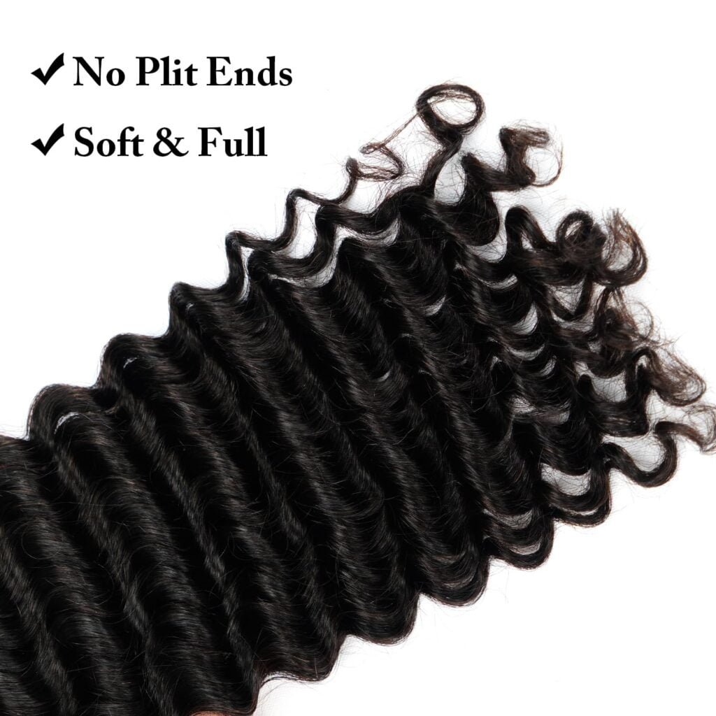 Human Braiding hair 18 Inch Deep Wave Bulk Human Hair for Braiding 100% Unprocessed Human hair No Weft Human Hair Bundles 100g 1Pack/2 Bundles Natural Black Human hair Braiding Hair for Boho Braids