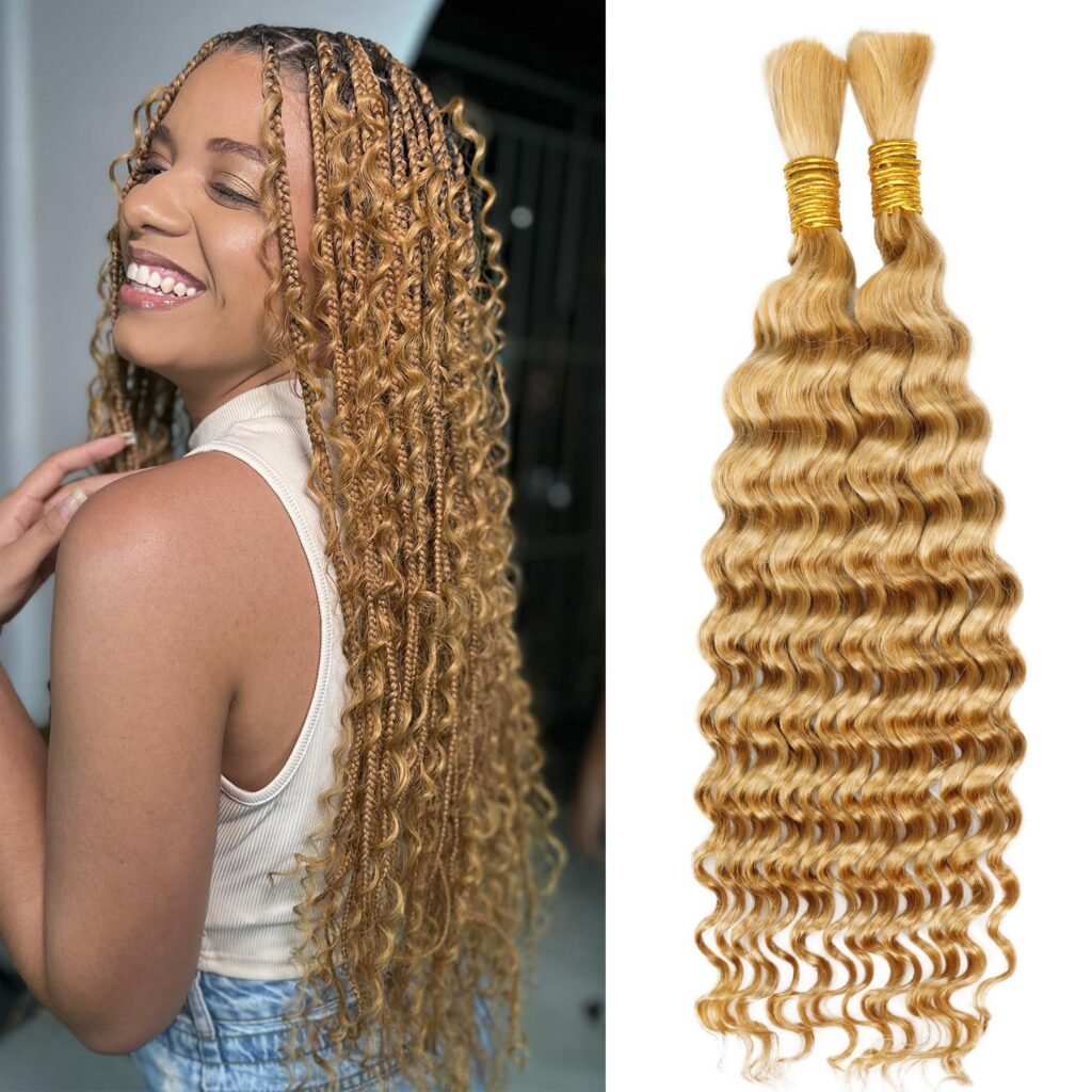 Human Braiding hair 18 Inch Deep Wave Bulk Human Hair for Braiding 100% Unprocessed Human hair No Weft Human Hair Bundles 100g 1Pack/2 Bundles Natural Black Human hair Braiding Hair for Boho Braids