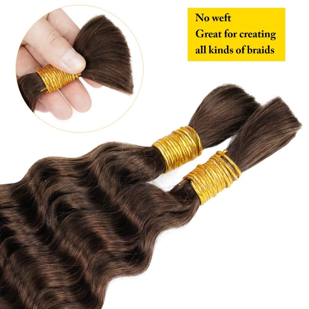 Human Braiding hair 18 Inch Deep Wave Bulk Human Hair for Braiding 100% Unprocessed Human hair No Weft Human Hair Bundles 100g 1Pack/2 Bundles Natural Black Human hair Braiding Hair for Boho Braids