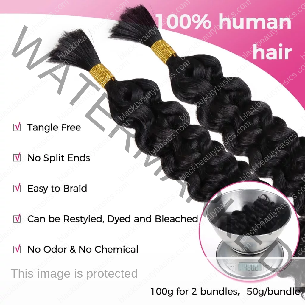 Human Braiding Hair Bulk Human Hair for Braiding Deep Wave 100% Virgin Hair Bulk 100g 2 Bundles/Pack No Weft Human Hair Extensions For Boho Braids Knotless Box Braid Natural Black 16 Inch Human Braiding Hair Bulk Human Hair for Braiding Deep Wave 100% Virgin Hair Bulk 100g 2 Bundles/Pack No Weft Human Hair Extensions For Boho Braids Knotless Box Braid Natural Black 16 Inch