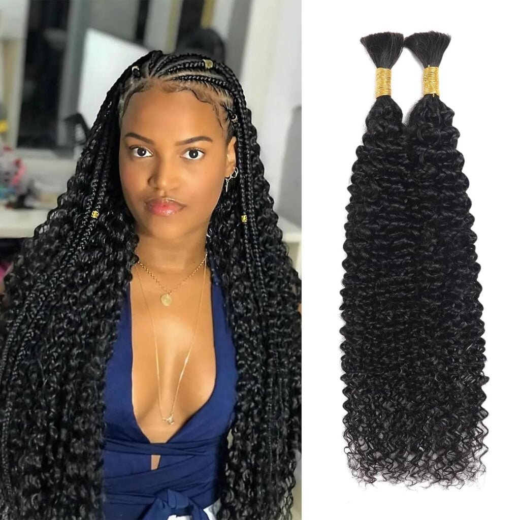 Human Braiding Hair Curly Bulk Human Hair for Braiding No Weft Human Hair Bundles for Braiding Wet and Wavy Human Hair Braiding Hair for Boho Box Braids 100g Per Pack CNZZJX