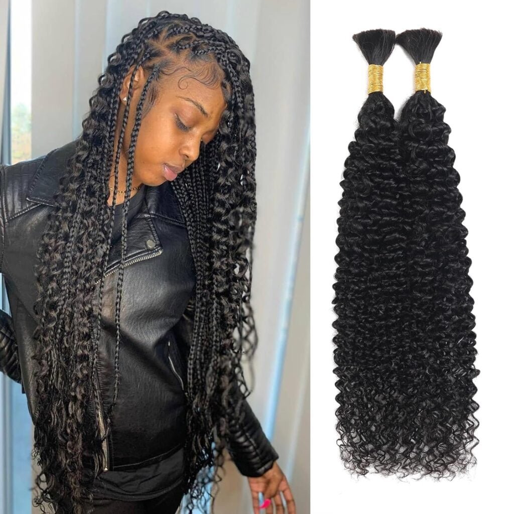 Human Braiding Hair Curly Bulk Human Hair for Braiding No Weft Human Hair Bundles for Braiding Wet and Wavy Human Hair Braiding Hair for Boho Box Braids 100g Per Pack CNZZJX