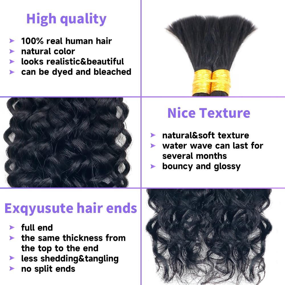 Human Braiding Hair Water Wave Bulk Human Hair For Braiding 100g (1pack-2bundles) No Weft 100% Unprocessed Virgin Human Braiding Hair For Boho Braids Water Wave Micro Braiding Human Hair 20inch #4/27