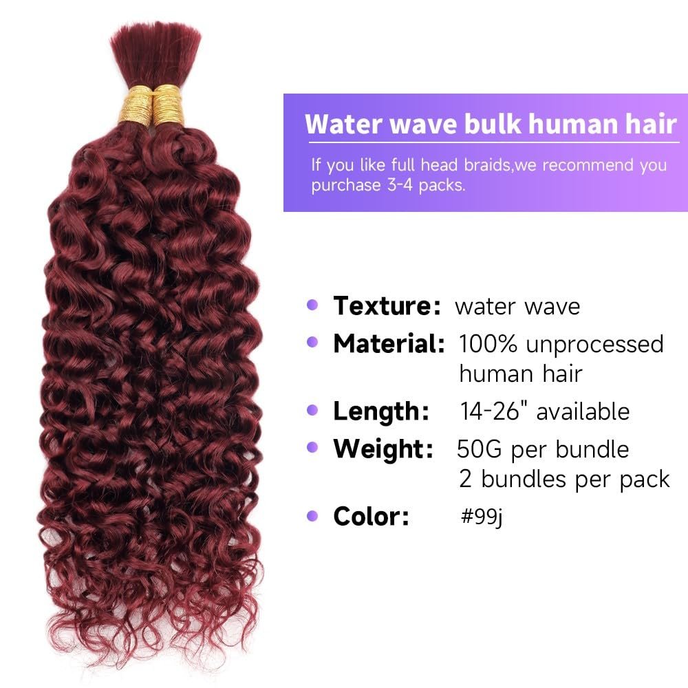 Human Braiding Hair Water Wave Bulk Human Hair For Braiding 100g (1pack-2bundles) No Weft 100% Unprocessed Virgin Human Braiding Hair For Boho Braids Water Wave Micro Braiding Human Hair 20inch #4/27