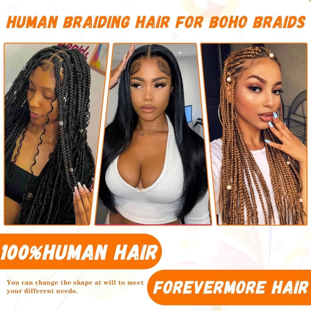 Human Braiding Hair Water Wave Bulk Human Hair For Braiding No Weft Wet And Wavy Human Hair Braiding Hair Extensions For Boho Braids 2 Bundles Human Hair Per Pack 100g (20inch, Natural Black)