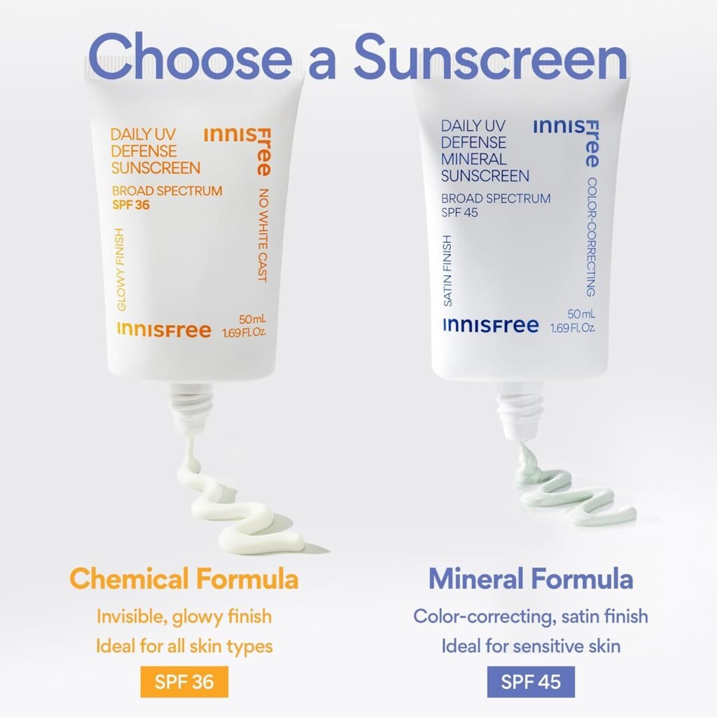 Innisfree Daily UV Defense Broad Spectrum SPF 36 invisible sunscreen: Hydrating, Soothing, No white-cast, TSA Friendly