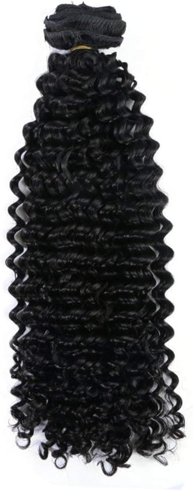 Jerry Curly 3B 3C Real Hair Clip in Extensions For Black Women Clip in Human Hair Extensions Natural Black Color 100% Brazilian African American Hair Extension (14 inch, Jerry Curly #1B)