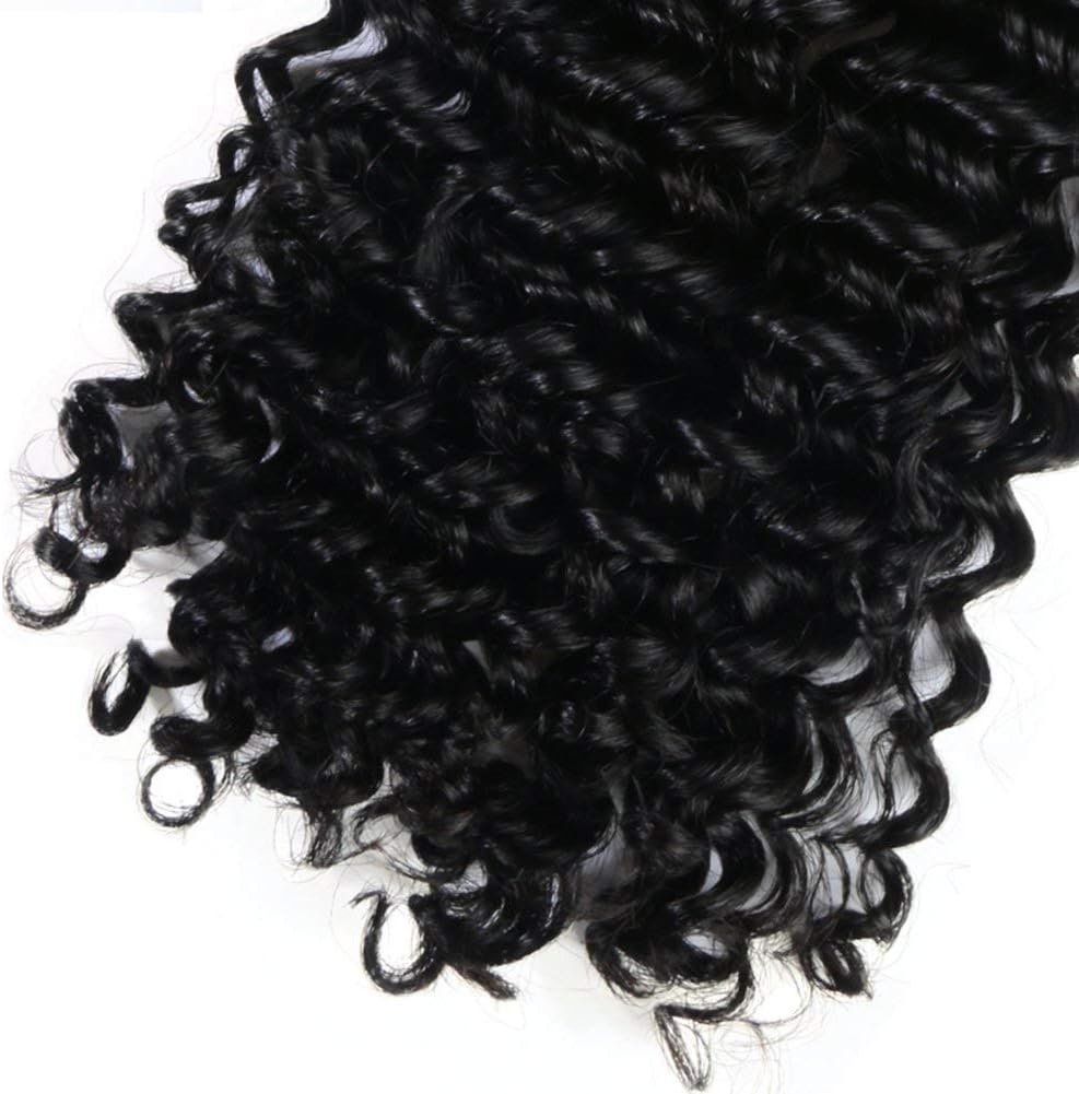 Jerry Curly 3B 3C Real Hair Clip in Extensions For Black Women Clip in Human Hair Extensions Natural Black Color 100% Brazilian African American Hair Extension (14 inch, Jerry Curly #1B)