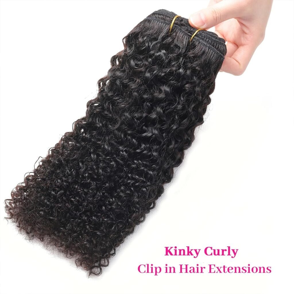 Kinky Curly Clip in Hair Extensions Real Human Hair for Women 3C 4A Curly Clip in Extensions 10pcs 120g Brazilian Remy Human Hair Kinky Curly Clip ins #1B Natural Black Color (12 inch)