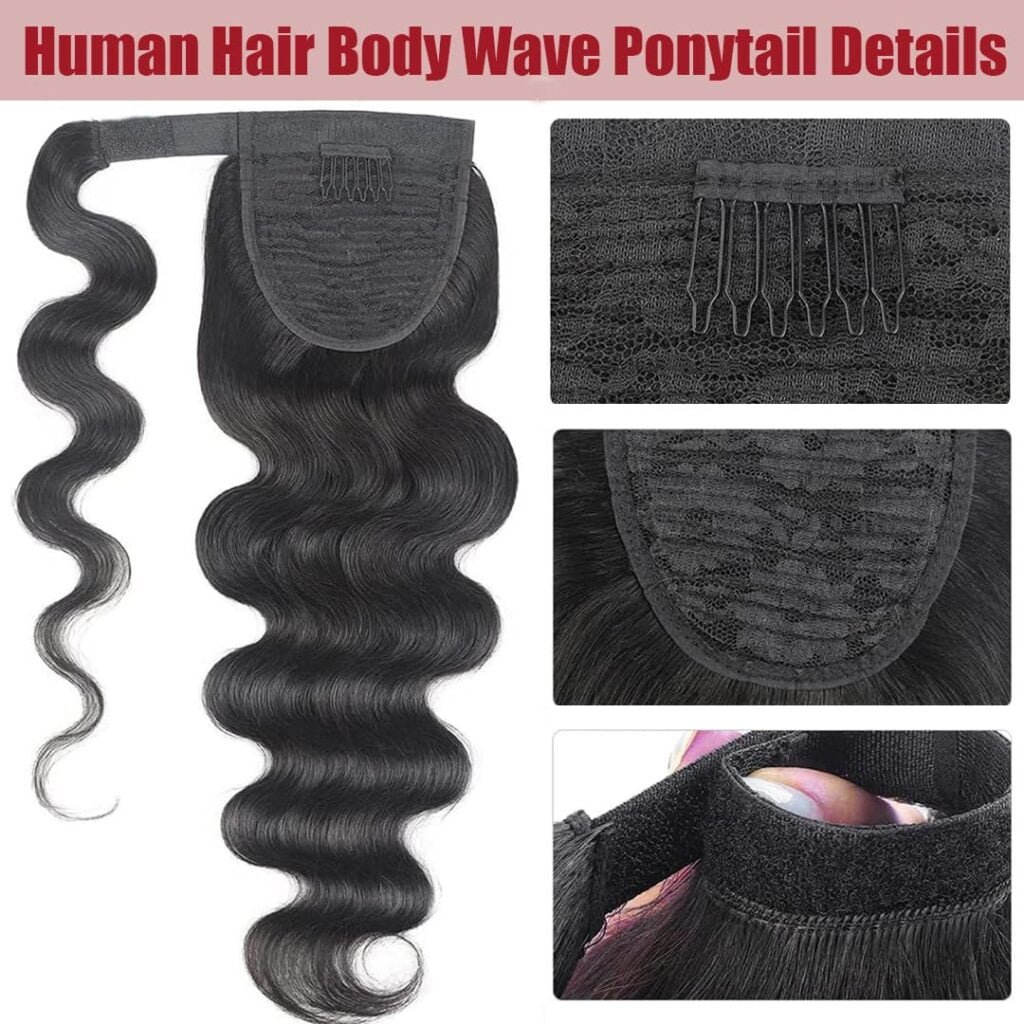 Kinky Curly Ponytail Extension Human Hair Drawstring Ponytail Human Hair Kinky Curly Clip in Ponytail Hair Extensions Hair Pieces for Women Natural Black 24 Inch