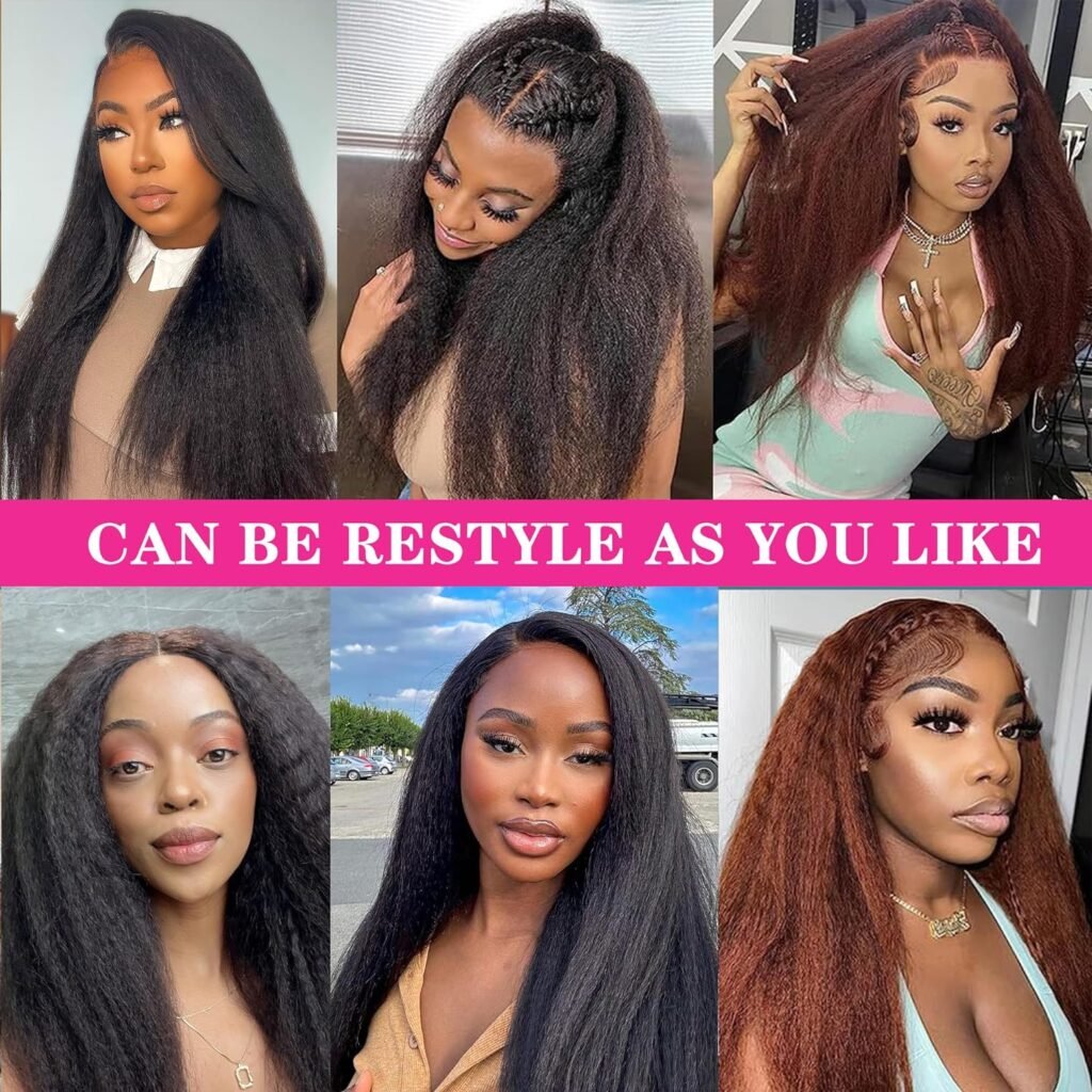 Kinky Straight Clip in Hair Extensions Full Head Brazilian Virgin Human Hair Kinky Straight Clip ins for Black Women,7Pcs whit 16 Clips Double Lace Weft,90Gram Natural Black(14Inch, 1B)