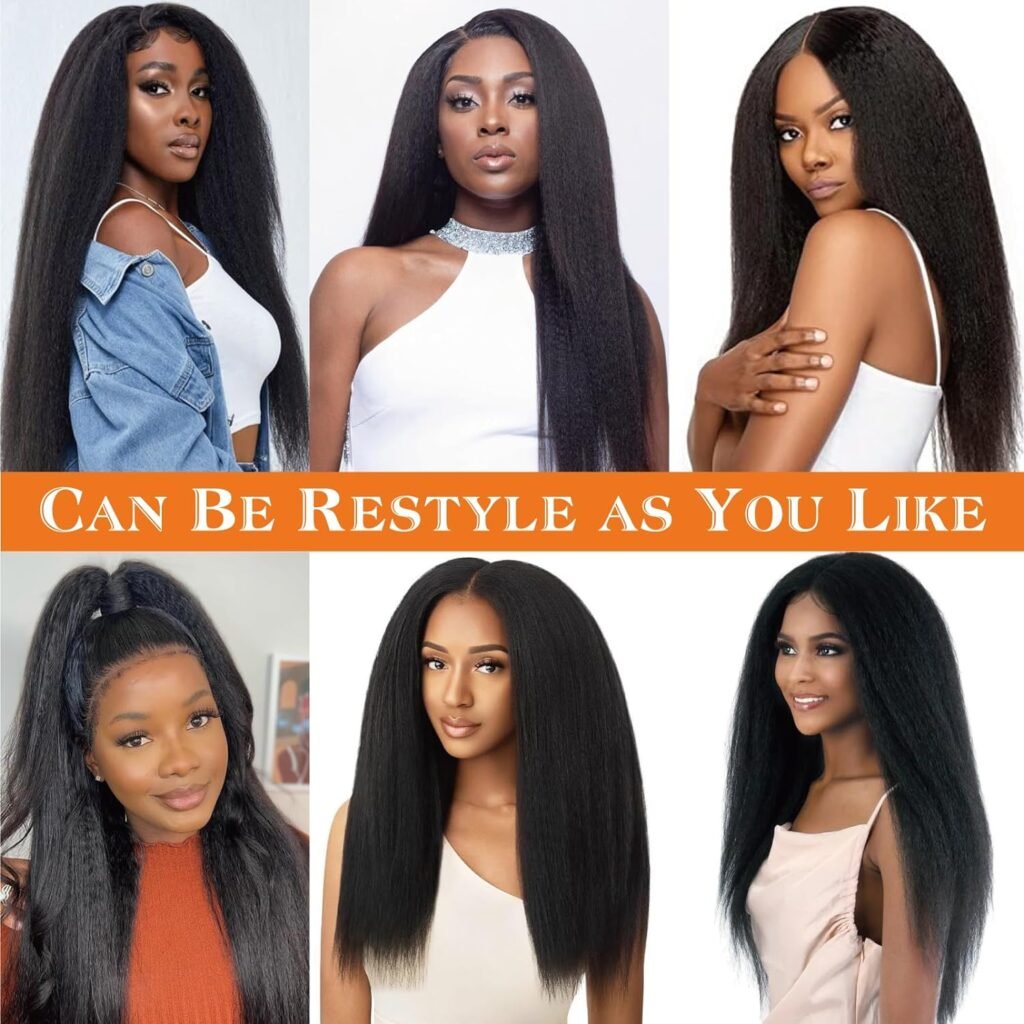 Kinky Straight Clip in Hair Extensions Real Human Hair for Black Women Full Head 8A Brazilian Virgin Human Hair Kinky Straight Clip ins Natural Black Color 8pcs/set 22 Inch