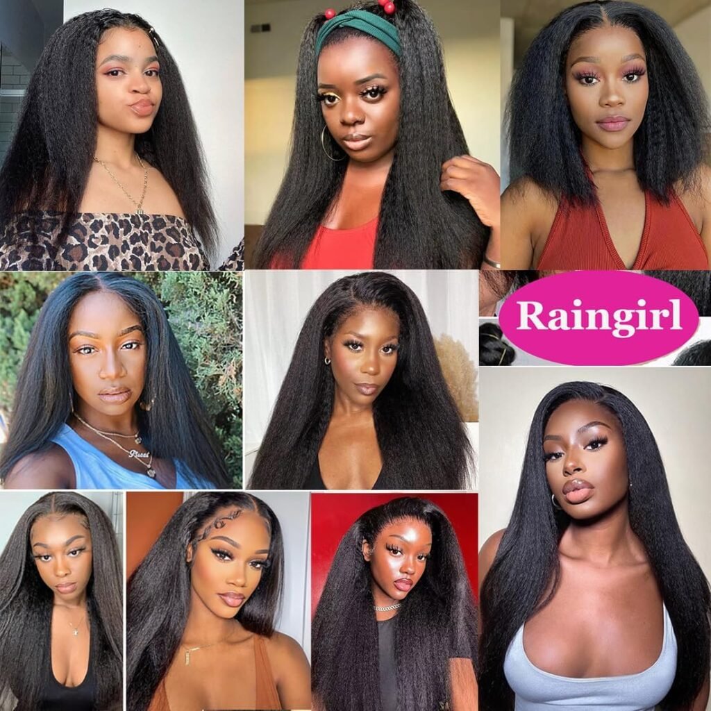 Kinky Straight Human Hair Clip in Extensions Full Head for Black Women Real Human Hair 16 inch Yali Straight Clip Ins Brazilian Remy Human Hair Natural Color 8 Pcs with 20clips 100g/Set
