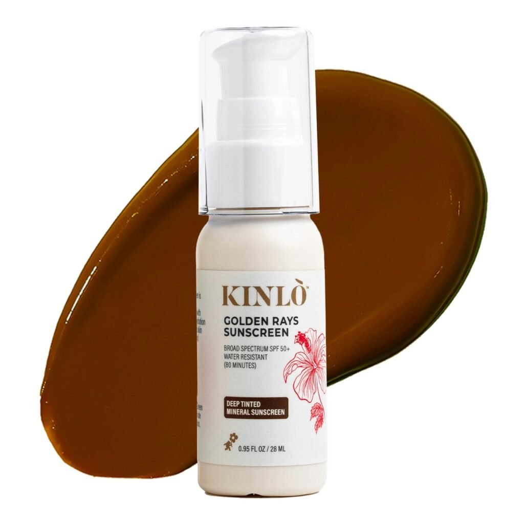 KINLO Golden Rays Sunscreen SPF 50 (Medium) Tinted Sunscreen for Face with SPF 50, Mineral Sunscreen with Zinc Oxide | Black Owned Skincare