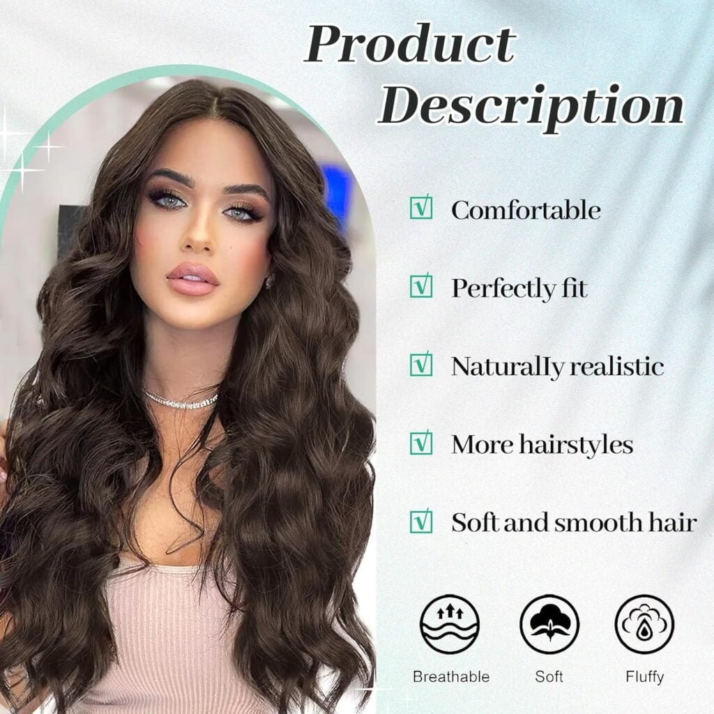 KooKaStyle Clip in Hair Extensions for Women,Chocolate Brown with Dark Brown 7PCS 20 Inch Hair Extensions Clip Ins Soft and Natural Hair Pieces for Women Thick Long Wavy