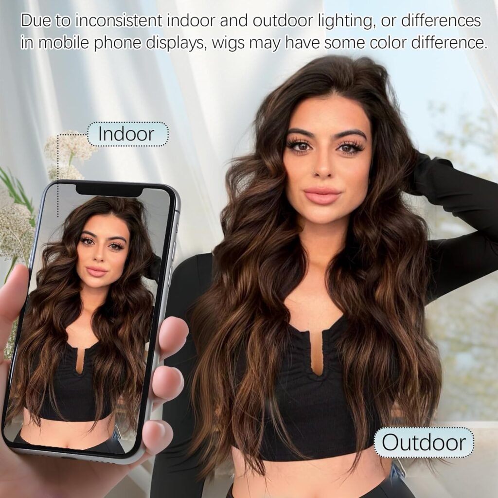KooKaStyle Clip in Hair Extensions for Women,Chocolate Brown with Dark Brown 7PCS 20 Inch Hair Extensions Clip Ins Soft and Natural Hair Pieces for Women Thick Long Wavy