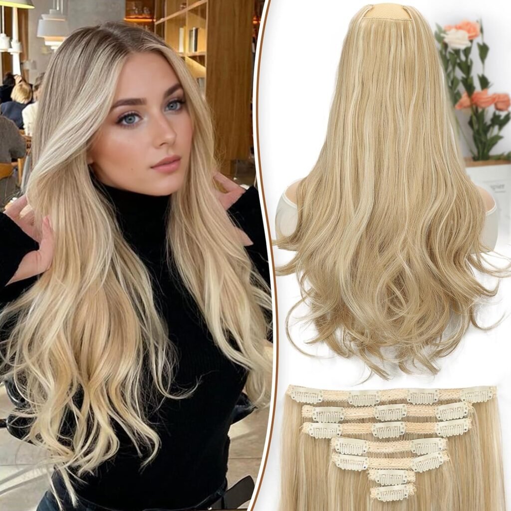 KooKaStyle Clip in Hair Extensions Thick Long Straight Hair Extensions Upgrade Soft Lace Weft Lightweight 7PCS Layered Hair Extensions Dark Brown 20Inch for Women