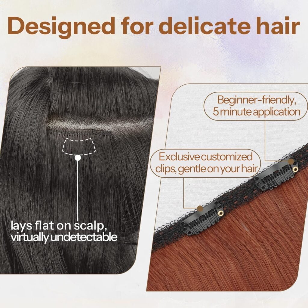 KooKaStyle Clip in Hair Extensions Thick Long Straight Hair Extensions Upgrade Soft Lace Weft Lightweight 7PCS Layered Hair Extensions Dark Brown 20Inch for Women