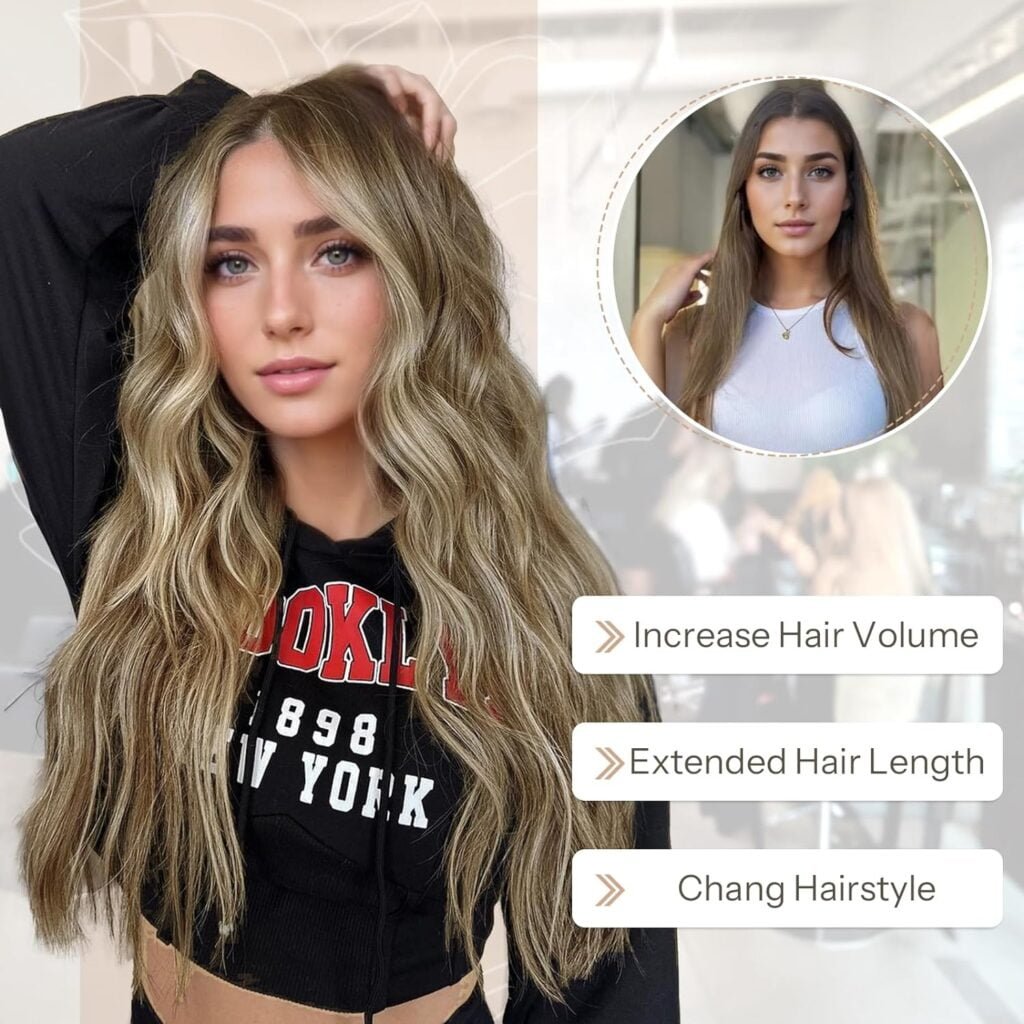 KooKaStyle Invisible Wire Hair Extensions with Transparent Headband Adjustable Size 4 Secure Clips Long Wavy Secret Wire Hairpiece 20 Inch Reddish Chocolate Brown for Women