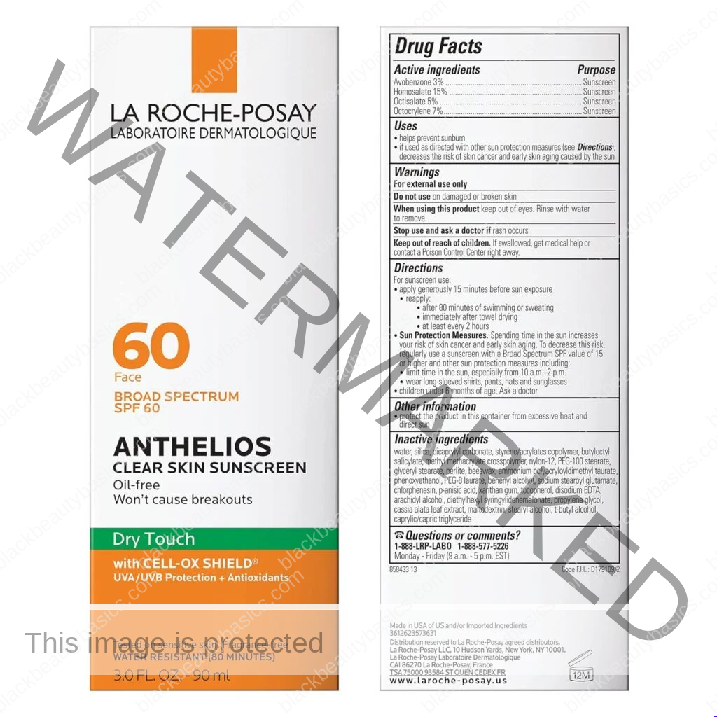 La Roche-Posay Anthelios Clear Skin Sunscreen Dry Touch SPF 60 | Oil Free Sunscreen For Face | Oil Absorbing | Broad Spectrum SPF + Antioxidants | Non-Greasy | Oxybenzone Free | Travel Size Sunscreen