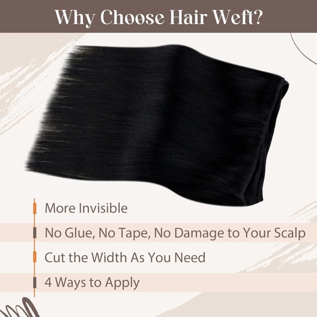 LaaVoo Hand Tied Weft Hair Extensions Human Hair Black 12inch 80g Bundle Clip in Hair Extensions Darkest Brown Human Hair 12 Inch 5pcs 80g 3/4 Full Head