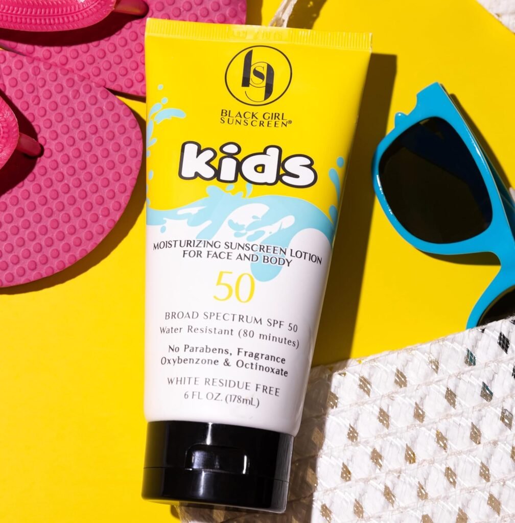 Large Kids SPF 50 Sunscreen Lotion, 6 Oz Vegan  Water-Resistant, Will not Leave White Residue (6 Fl. Oz.)