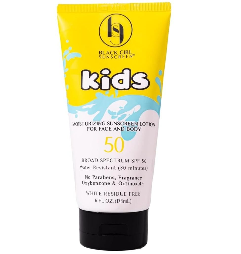 Large Kids SPF 50 Sunscreen Lotion, 6 Oz Vegan  Water-Resistant, Will not Leave White Residue (6 Fl. Oz.)
