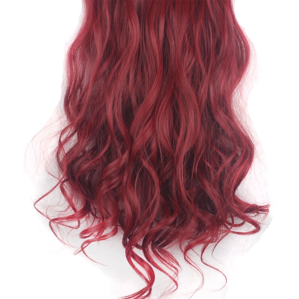 Lelinta 7Pcs 16 Clips 24 Inch Wavy Curly Full Head Clip in on Double Weft Hair Extensions, Dark Black, 24 Inch