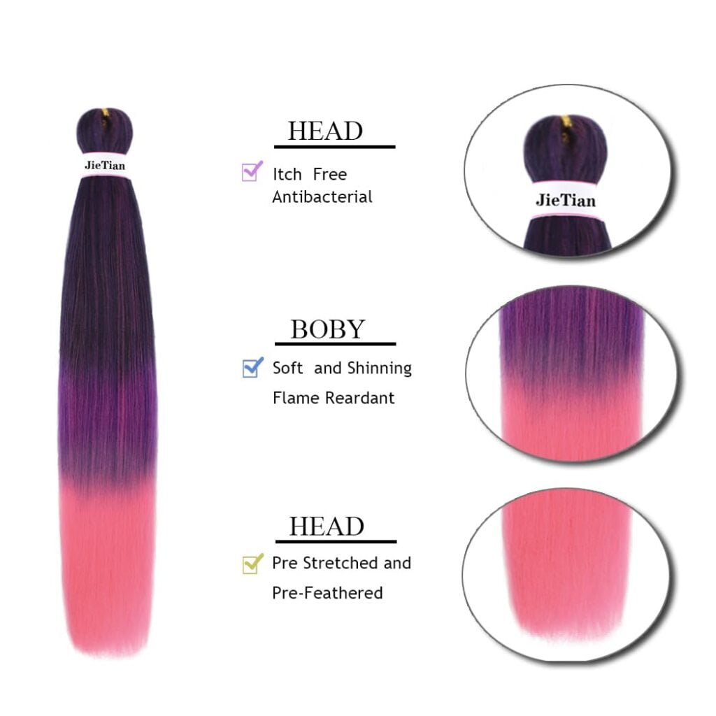 Liang Dian Pre Stretched Braiding Hair Ombre 30 Inch 8 Packs Synthetic Crochet Braids Hot Water Setting Professional Soft Yaki Texture Synthetic Hair Extensions(1B/30/27)