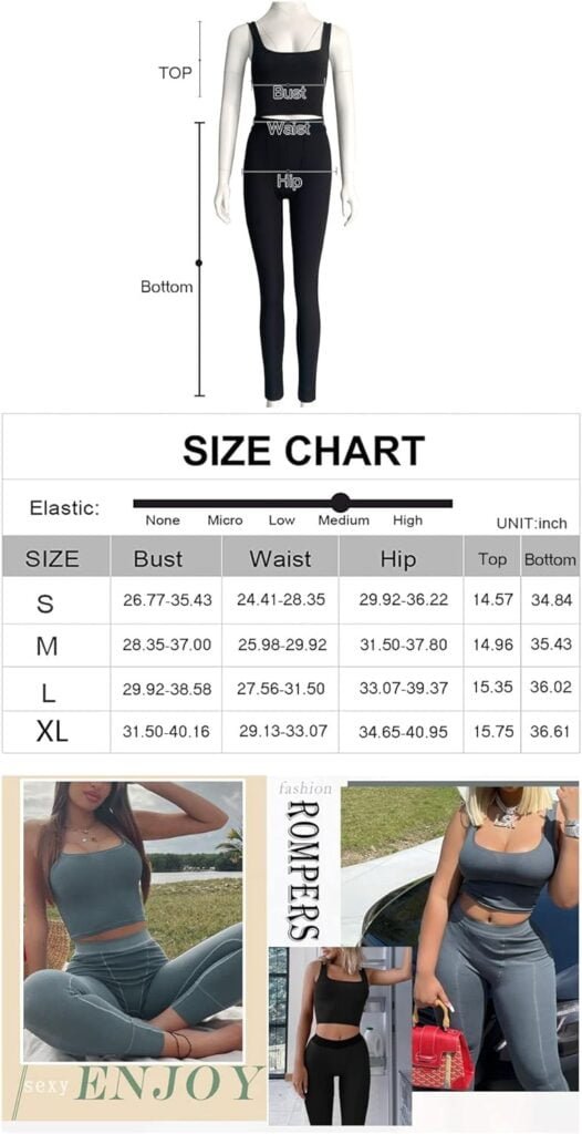 LICOBOD Casual Workout Sets 2 Piece Outfits for Women Ribbed Crop Tank Top High Waist Yoga Leggings Lounge Wear Tracksuit