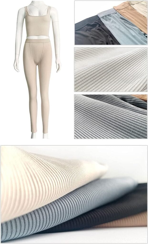 LICOBOD Casual Workout Sets 2 Piece Outfits for Women Ribbed Crop Tank Top High Waist Yoga Leggings Lounge Wear Tracksuit
