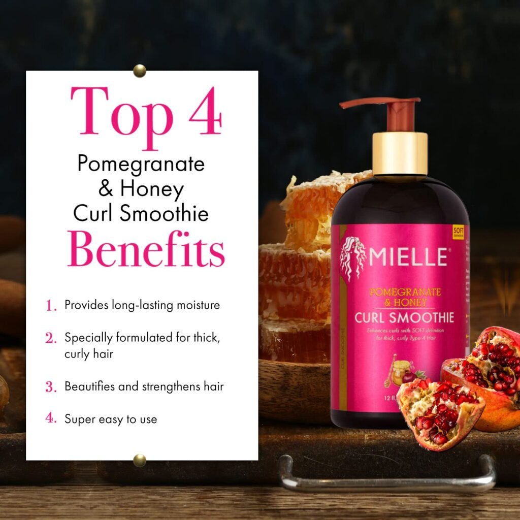 Mielle Organics Pomegranate  Honey Leave-In Conditioner + Honey Curl Smoothie Bundle