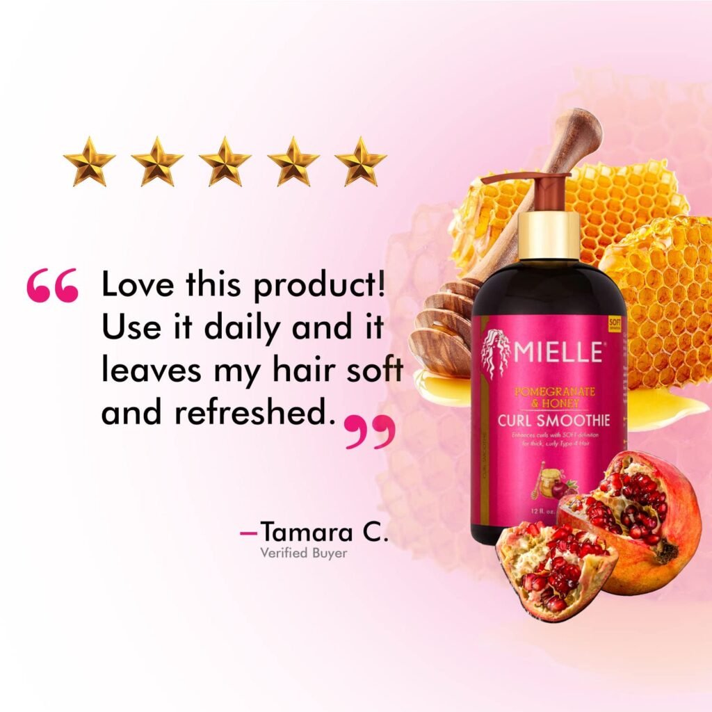 Mielle Organics Pomegranate  Honey Leave-In Conditioner + Honey Curl Smoothie Bundle