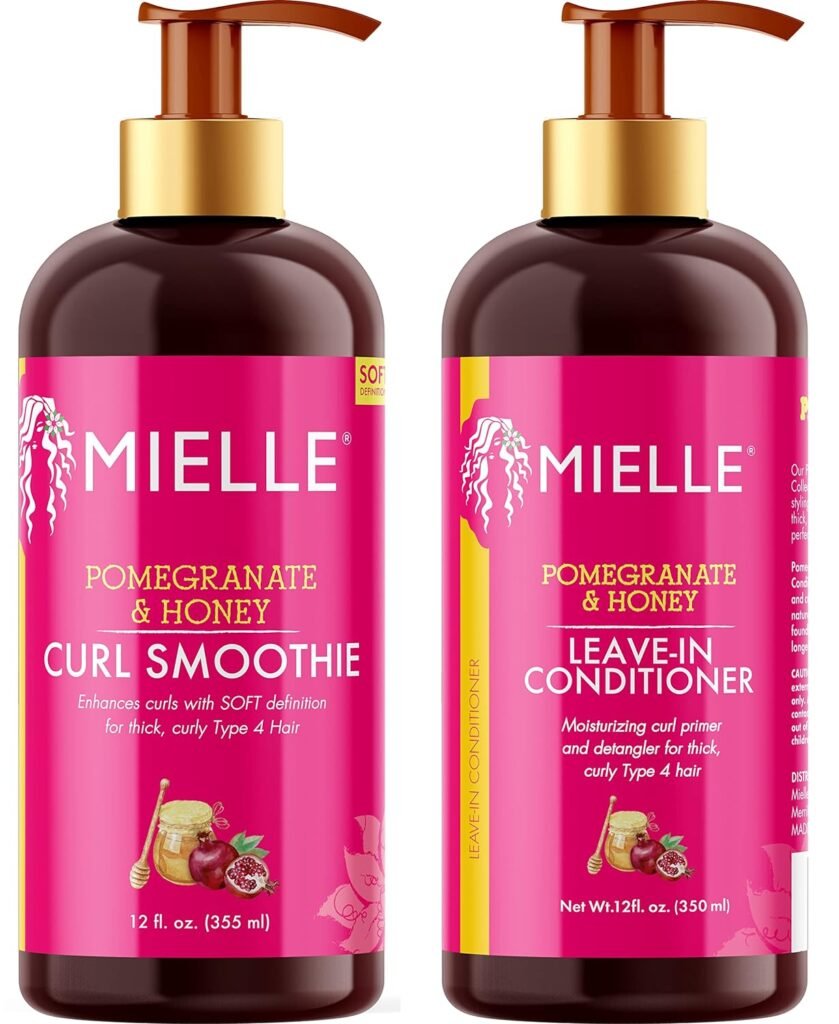 Mielle Organics Pomegranate  Honey Leave-In Conditioner + Honey Curl Smoothie Bundle