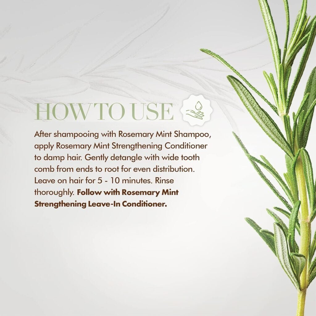 Mielle Organics Rosemary Mint Strengthening Shampoo and Conditioner Infused with Biotin, Cleanses and Helps Strengthen Weak and Brittle Hair, 12 Ounces