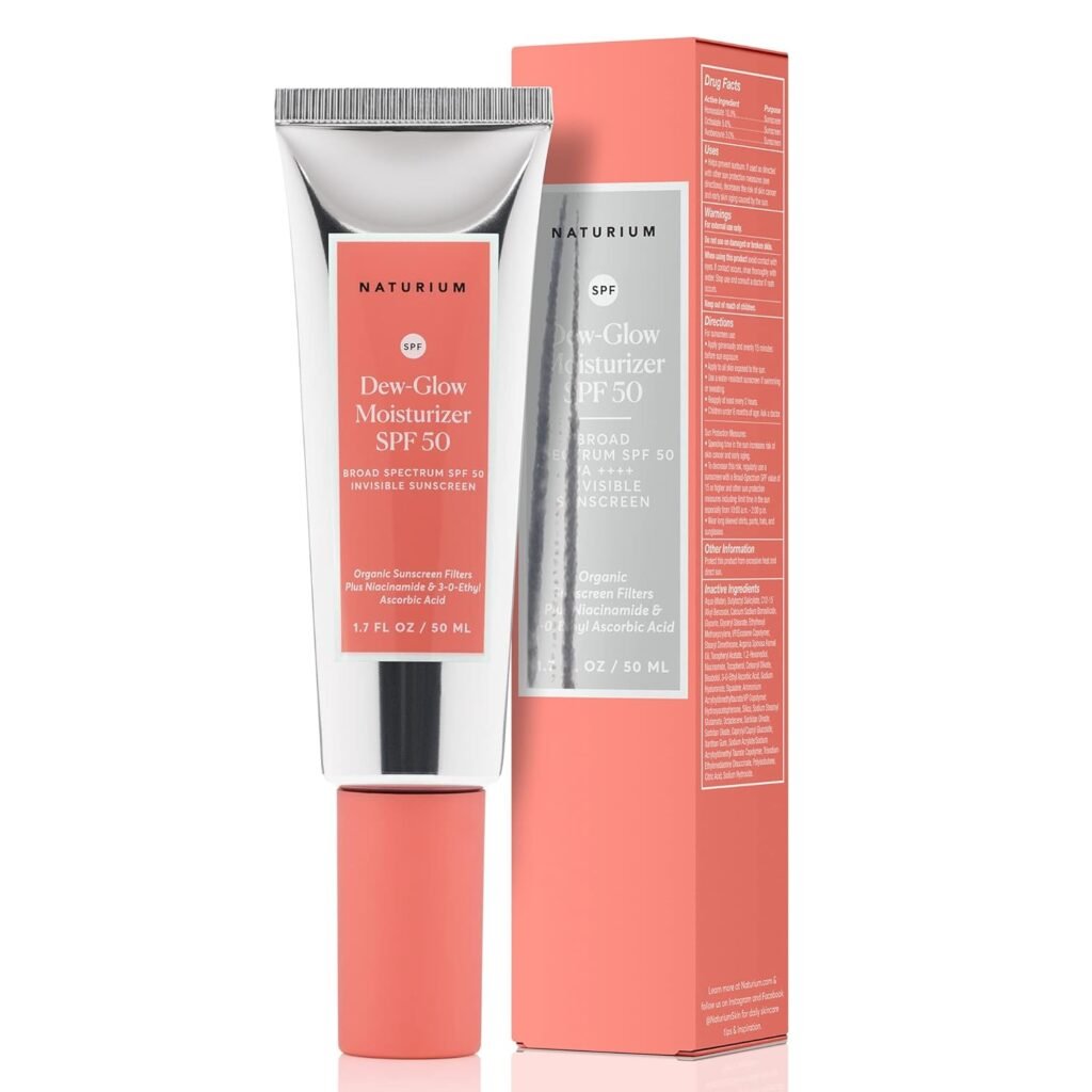 Naturium Dew-Glow Moisturizer SPF 50 PA++++, Daily Moisturizing Sunscreen  Face Primer, Skin Protector with Dewy Finish, 1.7 oz
