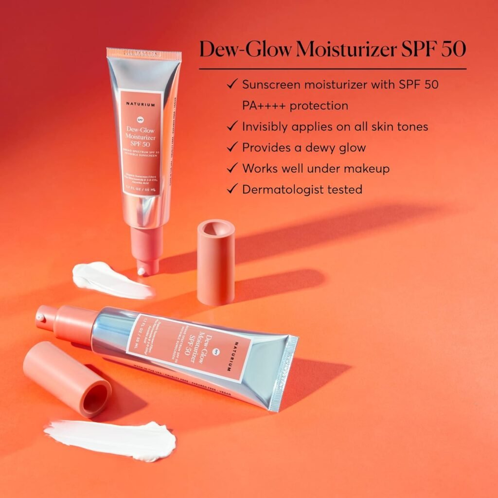 Naturium Dew-Glow Moisturizer SPF 50 PA++++, Daily Moisturizing Sunscreen  Face Primer, Skin Protector with Dewy Finish, 1.7 oz
