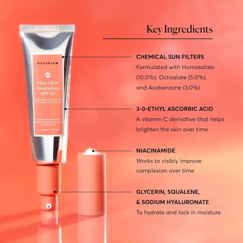Naturium Dew-Glow Moisturizer SPF 50 PA++++, Daily Moisturizing Sunscreen  Face Primer, Skin Protector with Dewy Finish, 1.7 oz