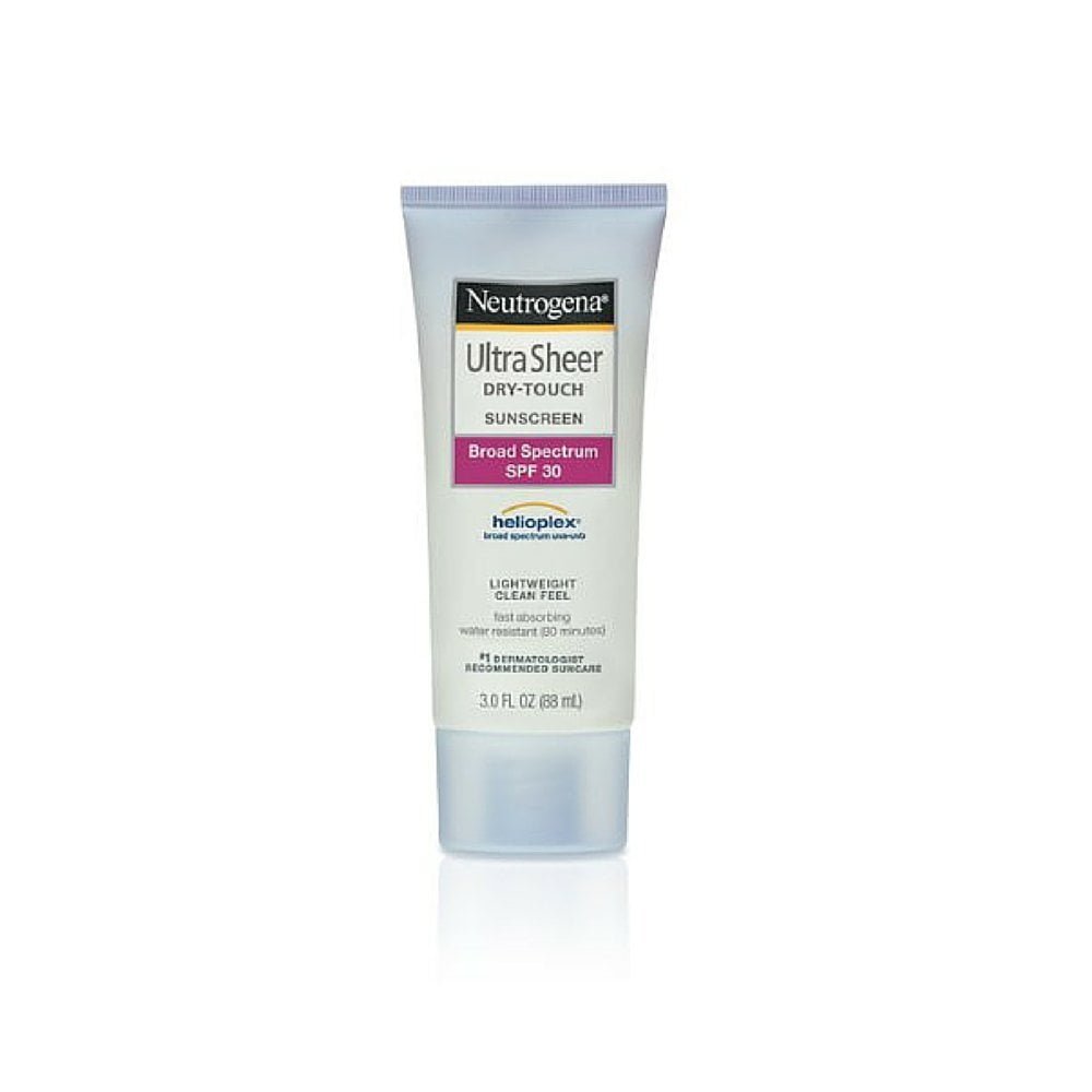 Neutrogena Ultra Sheer Dry-Touch Sunscreen Lotion, Broad Spectrum SPF 55 UVA/UVB Protection, Lightweight Water Resistant Face  Body Sunscreen, Non-Greasy, Travel Size, 3 fl. oz