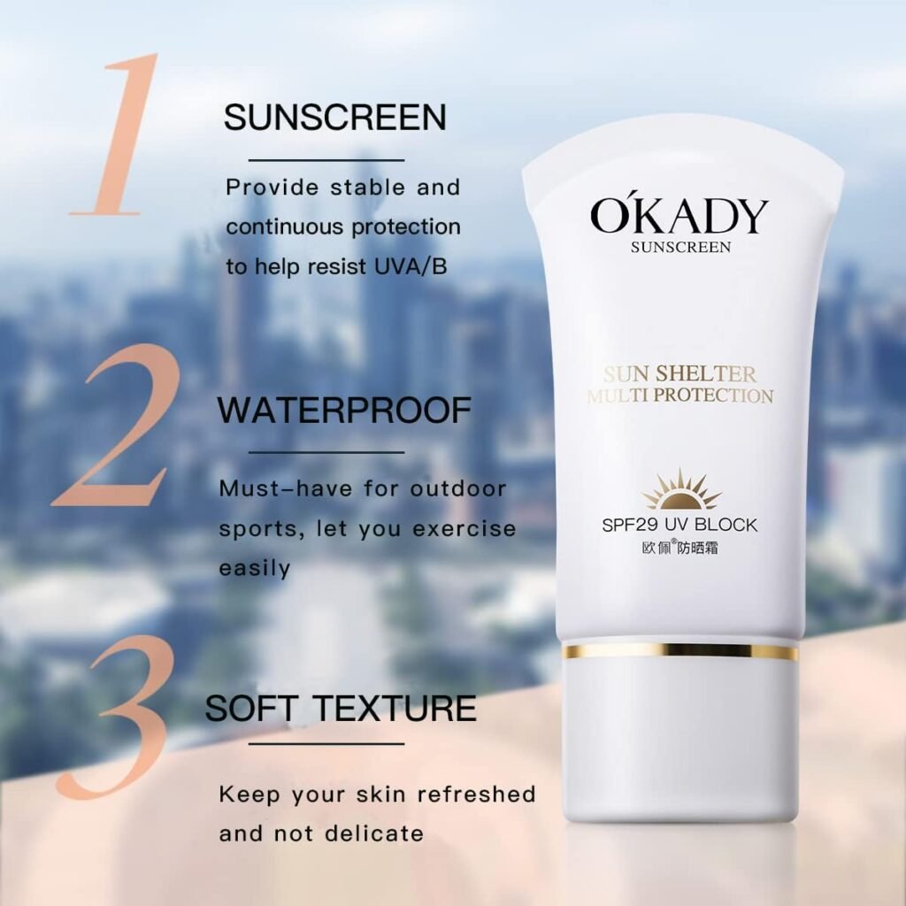 OKADY mild Organic Skin Care Cosmetics Sunblock Sunscreen for Dark Dry Skin SPF 29 | 80g / 2.82 fl.oz | Water Resistant UVA/UVB Protection Easy to Apply Fragrance Free, Kids, Unscented