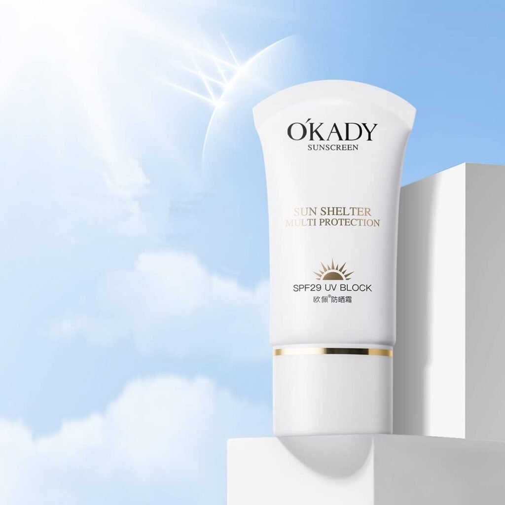 OKADY mild Organic Skin Care Cosmetics Sunblock Sunscreen for Dark Dry Skin SPF 29 | 80g / 2.82 fl.oz | Water Resistant UVA/UVB Protection Easy to Apply Fragrance Free, Kids, Unscented