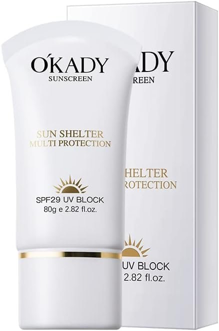 OKADY mild Organic Skin Care Cosmetics Sunblock Sunscreen for Dark Dry Skin SPF 29 | 80g / 2.82 fl.oz | Water Resistant UVA/UVB Protection Easy to Apply Fragrance Free, Kids, Unscented