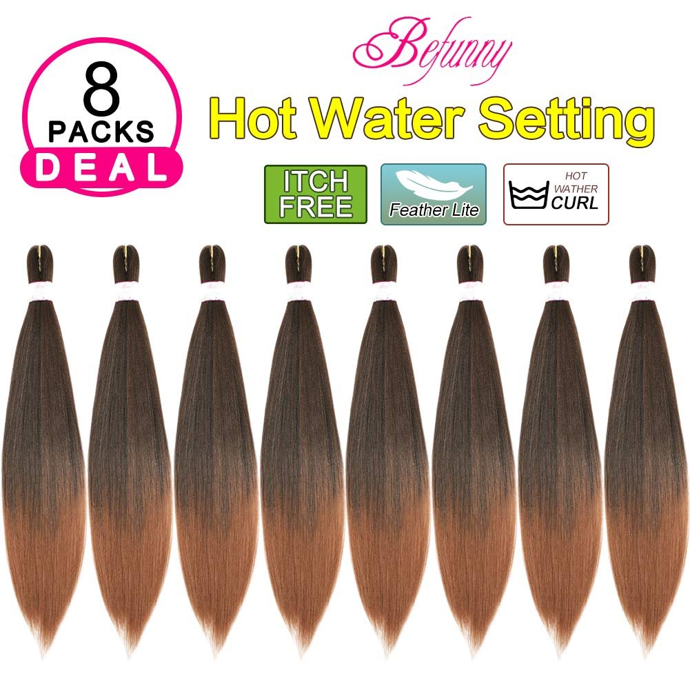 Pre Stretched Braiding Hair - 8packs 16 Inch Short Black Crochet Human Hair For Braids Or Twist Itchy Free Yaki Perm Straight Low Temperature Synthetic Hair Dip in Hot Water Set Black 1B#
