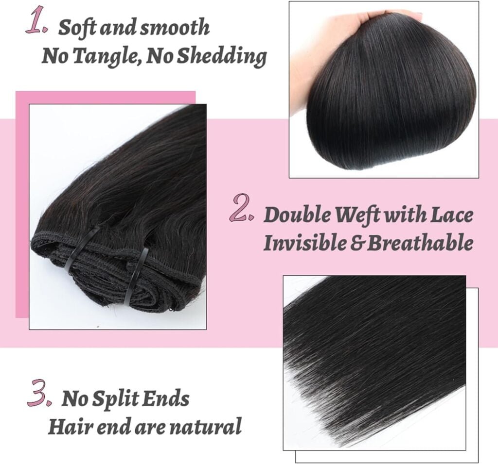 Real Human Hair Clip in Extensions 100g 7PCS Brazilian Virgin Straight Hair Extensions Clip in Human Hair with 16 Clips #1B Color Clip in Hair Extensions (18 Inch)