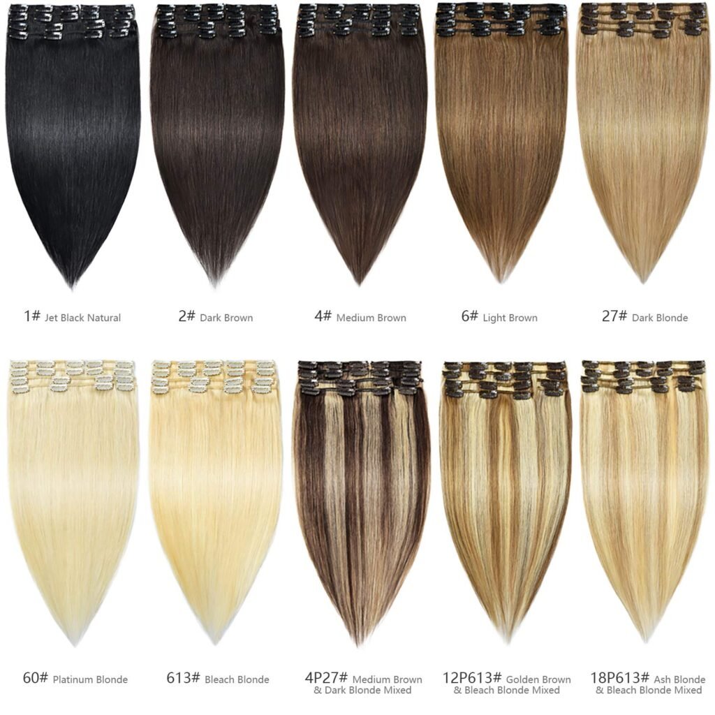 ROSEBUD Clip in Hair Extensions REMY Human Hair 8Pcs 18 Clips 60g/Set 10 Inch