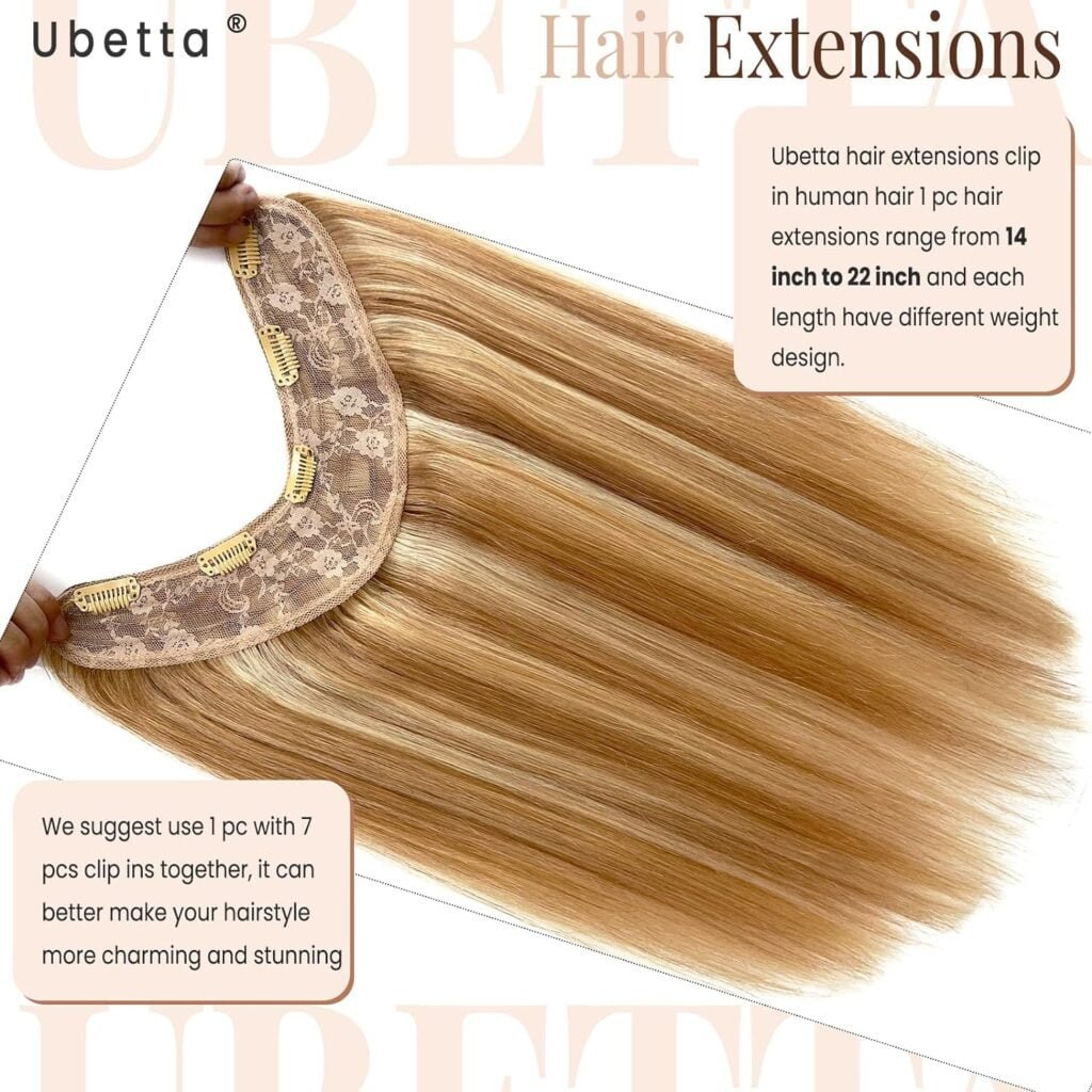 Seamless Clip in Hair Extensions Human Hair, Body Wave Natural Black Hair Extensions Real Human Hair Clip in Extensions, 7pcs 100G 16 Inch Ubetta Remy Human Hair Extensions for Women