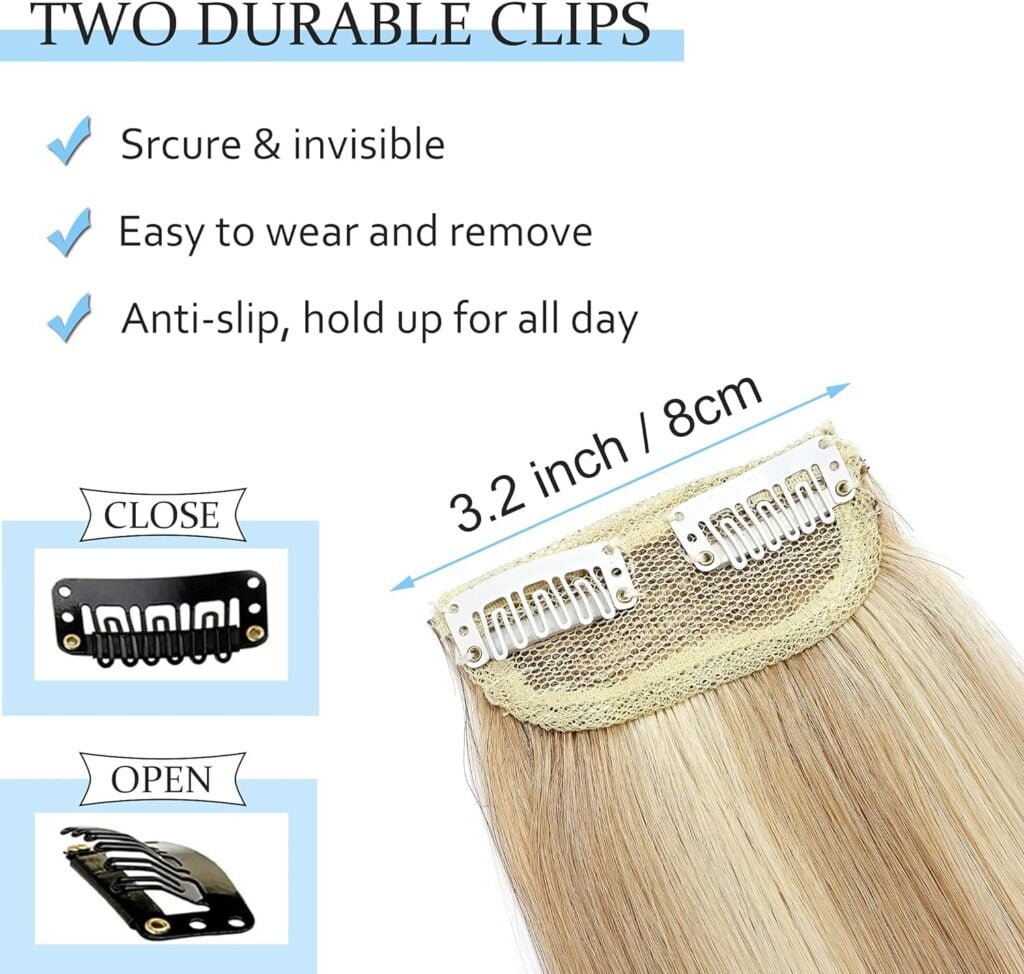 SEGO Clip in Short Hair Extensions 4 Inch 100% Human Hair Hairpiece Human Hair Toppers for Women With Thinning Hair Adding Hair Volume -1 Pcs 8g Ash BlondeBleach Blonde